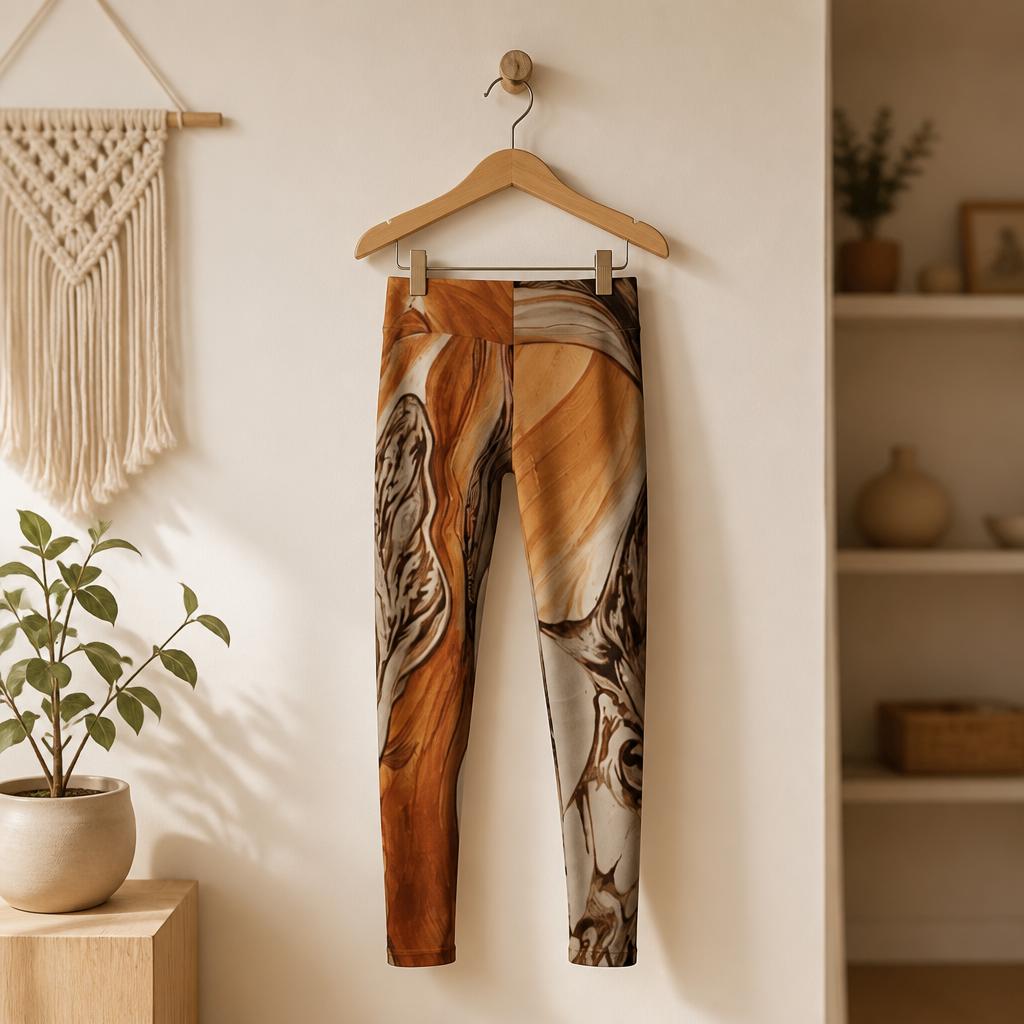 Ayala' Eco Polyester Leggings - Unique Autumn-Inspired Art, Sustainable Fashion from Recycled Bottles