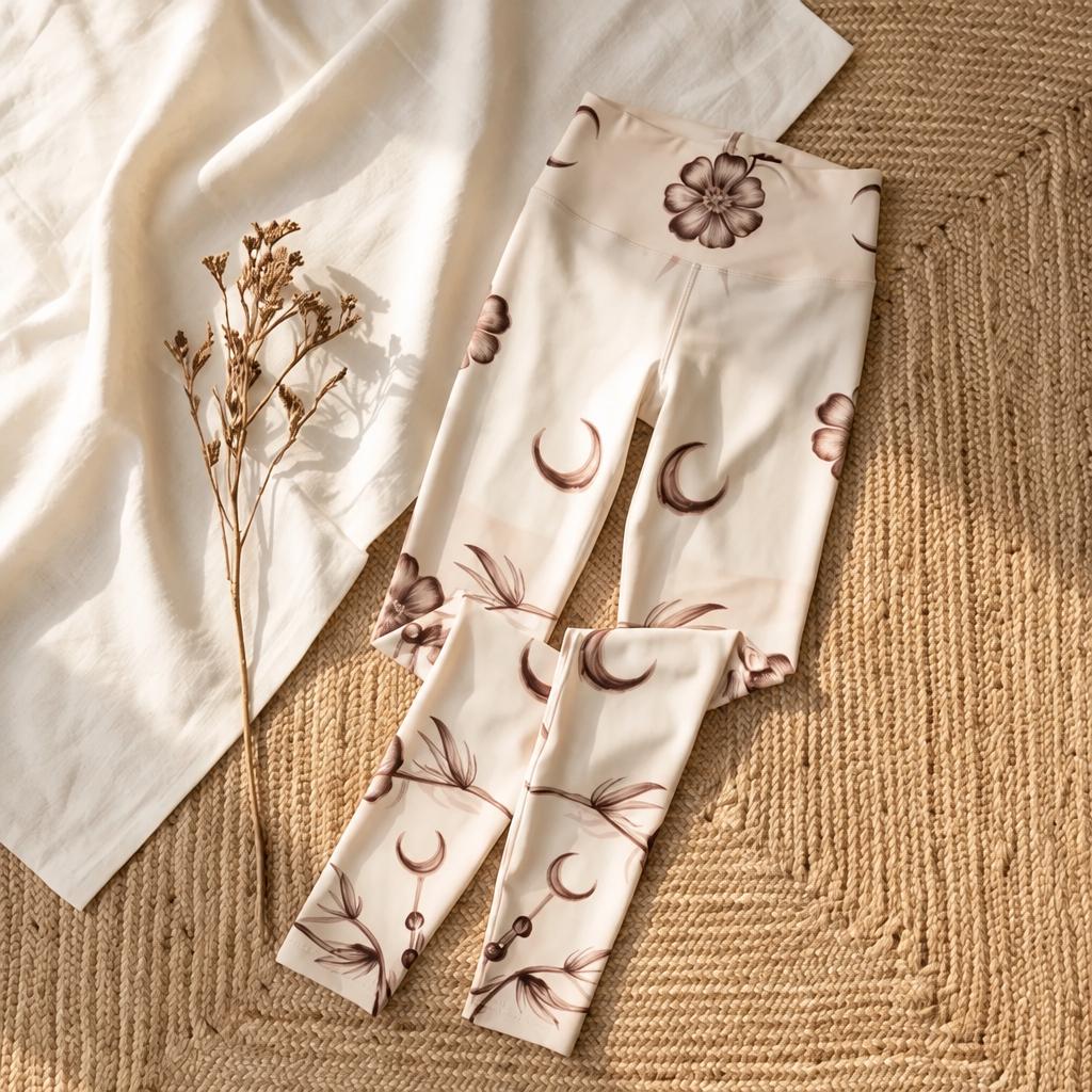 Crescent Moon' Eco Polyester Yoga Leggings - Sustainable Fashion from Recycled Plastic Bottles