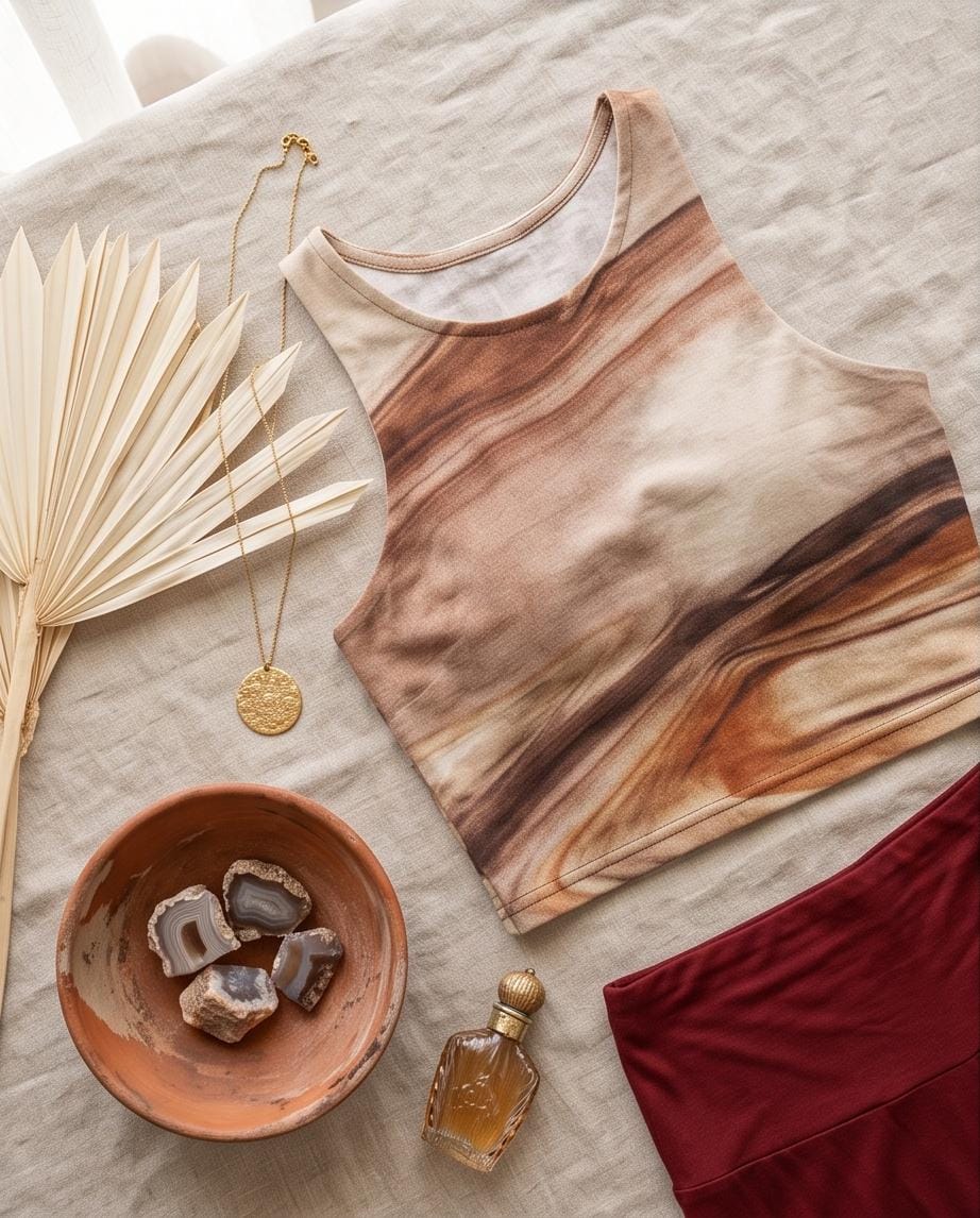 Elements' Eco Polyester Yoga Top - Unique Nature-Inspired Art, Sustainable Fashion from Recycled Bottles