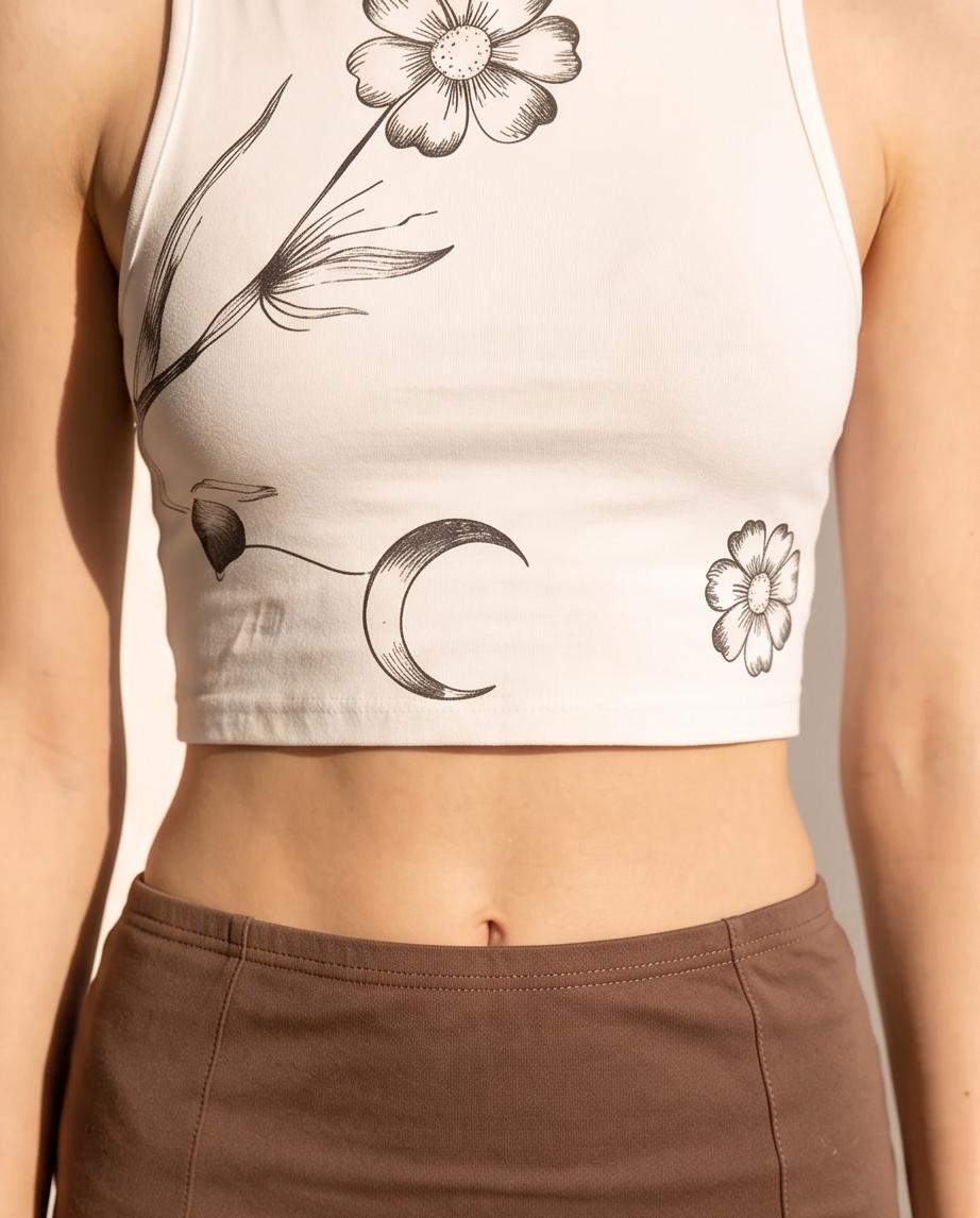 Crescent Moon' Eco Polyester Yoga Top - Sustainable Fashion from Recycled Plastic Bottles