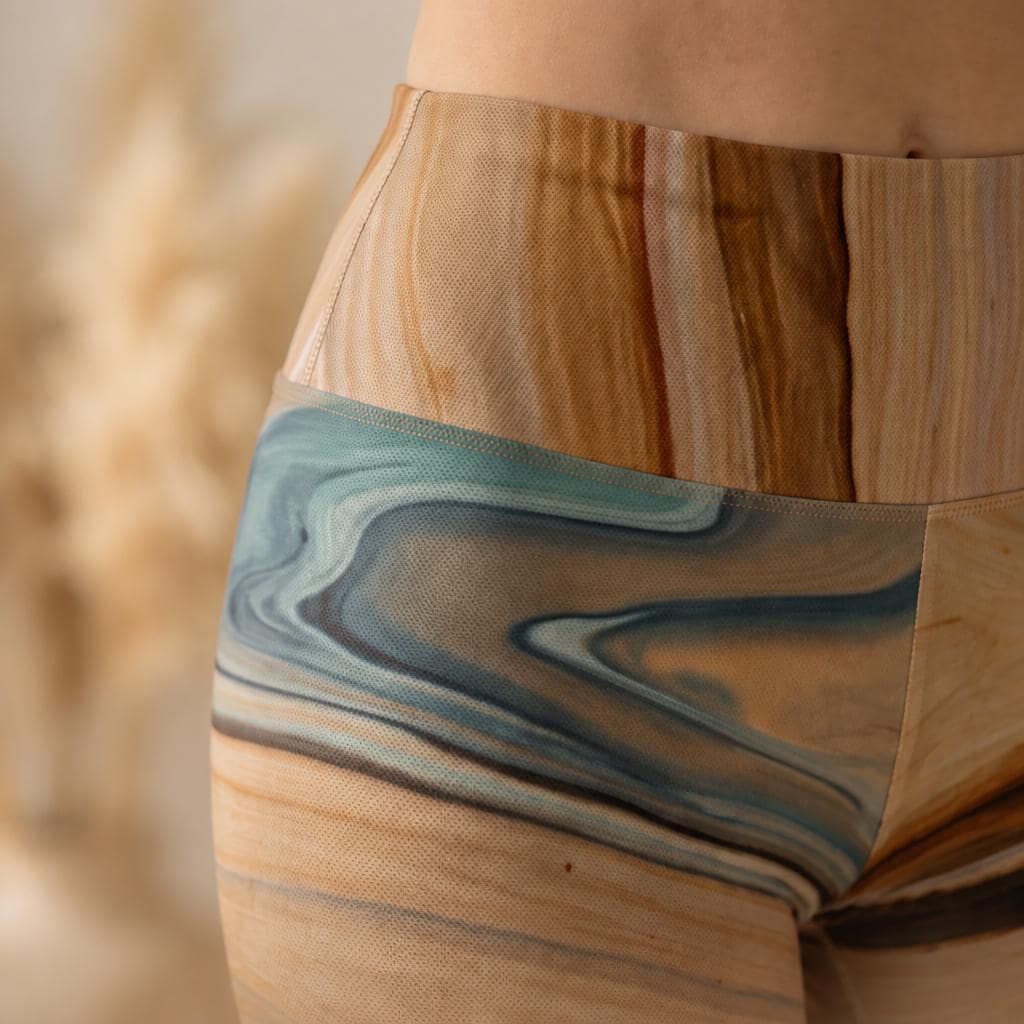 Elements' Eco Polyester Yoga Leggings - Unique Autumn-Inspired Art, Sustainable Fashion from Recycled Bottles