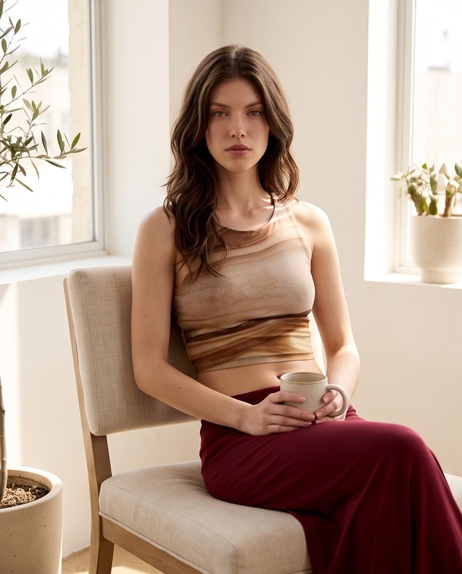 Elements' Eco Polyester Yoga Top - Unique Nature-Inspired Art, Sustainable Fashion from Recycled Bottles