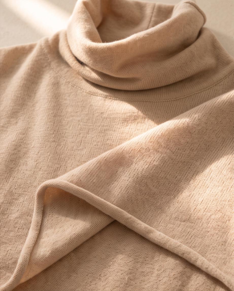 Hemp Fleece Poncho | Terracotta Boho Poncho | Turtleneck Cowl Poncho | One of a Kind Natural Dye | Handkerchief Hem