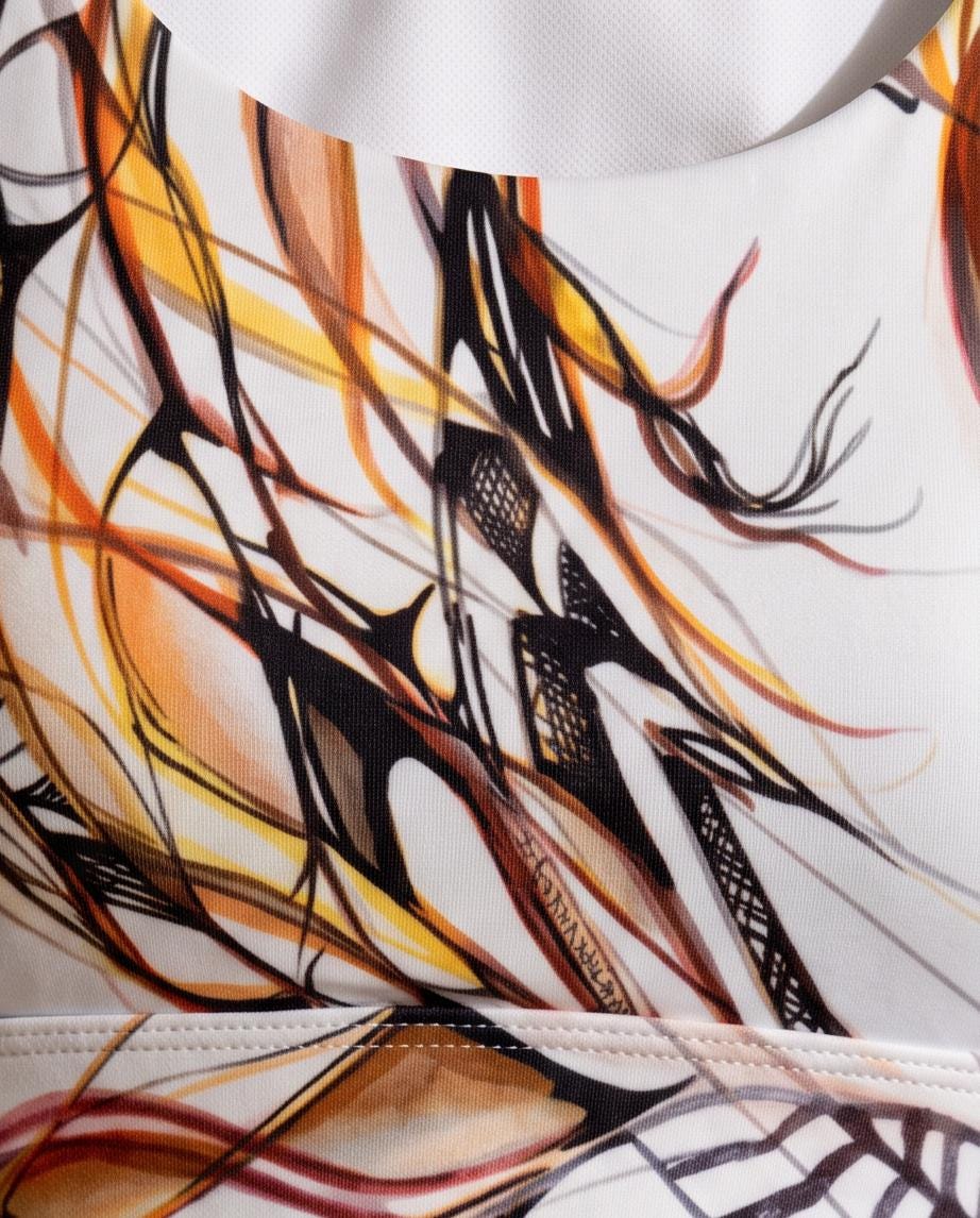 Winds of Change Art Print Yoga Bra | Recycled Polyester Sports Bra | Boho Workout Top | Original Art Bra