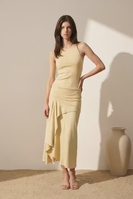 Serenity Skirt from Hemp Cotton Jersey in Soft Butter Yellow from Chamomile Flowers | Handmade Hand-dyed Sustainable Organic Fabric