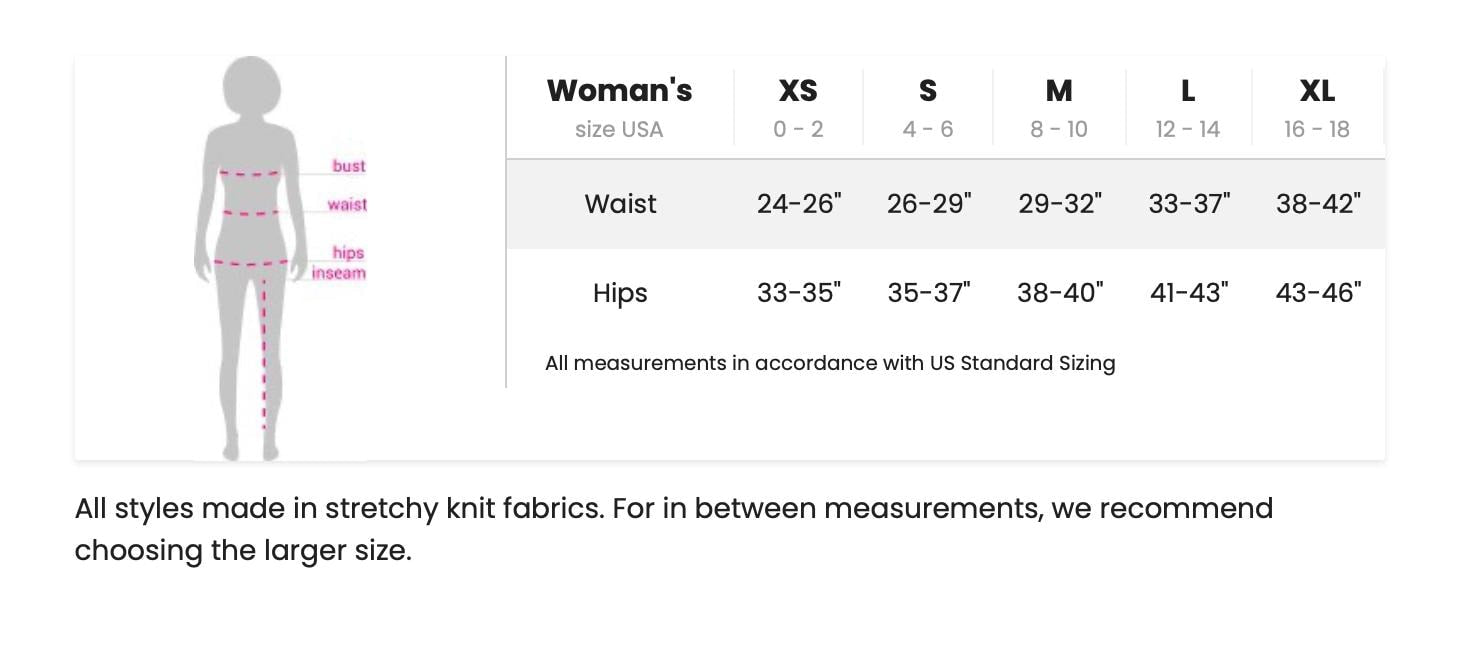 size chart for leggings